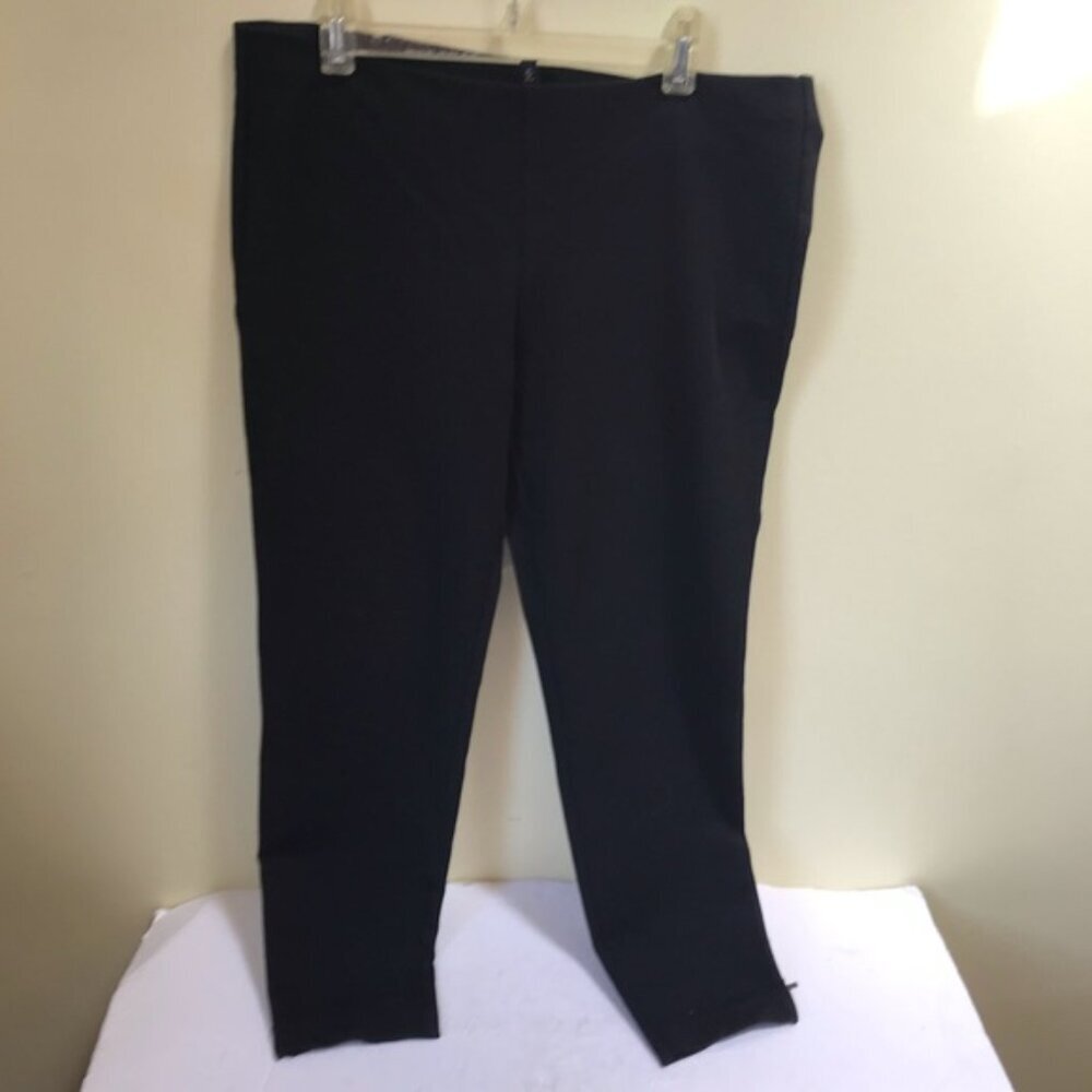 Eileen Fisher Zip Ankle Ponte PullOn Stretch Pants Minimalist Black Waist M PM - Picture 11 of 14